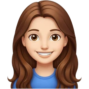 smiling girl with long brown hair sticker