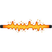 Give me a straight long horizontal burning orange line surrounded with black borders. Cool anime sticker