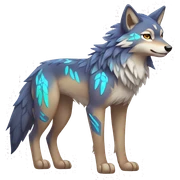 Colorful Shiny Fionbri-Falvie-sparkle-wolf-sona with tribal markings full body sticker