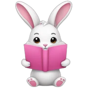 bunny with pink book sticker