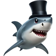 Shark with a top hat sticker