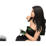 girl in black dress with flowers sticker