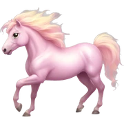 Horse "A pastel pink horse with a glowing, flowing mane, shimmering hooves, and a magical light aura following its elegant strides." sticker
