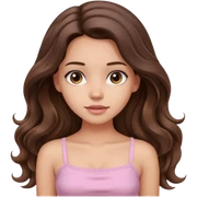 aesthetic brunette girl in light pink tube top shirt with long wavy hair sticker