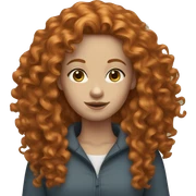 Ginger woman long curly hair blue eyes sticker