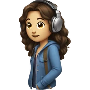 Girl listening to music  brunette  sticker