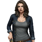 girl with handgun in denim sticker