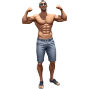 muscular guy outdoors in shorts sticker