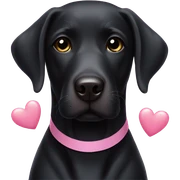 Black Labrador with pink hearts around head sticker