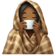 girl inside a blanket sipping coffee eyes closed sticker