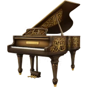 ornate upright piano sticker