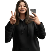 smiling girl taking selfie indoors sticker