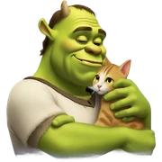Shrek kissing a cat sticker