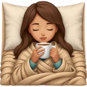 girl inside a blanket sipping coffee eyes closed sticker