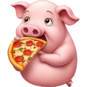 Pig eating pizza sticker