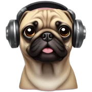 Dog pug djing on turntables with aerphones sticker