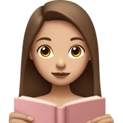 girl with fair skin and long brown hair holding a closed pale pink book sticker