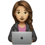 girl with brown hair and laptop sticker