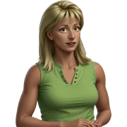 blonde girl in green shirt sticker