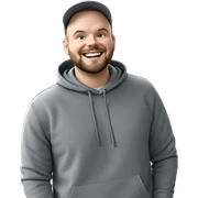 smiling boy in grey hoodie sticker