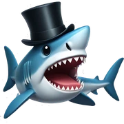 Shark with a top hat sticker