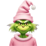 The grinch wearing pastel pink Christmas hat with bow  sticker
