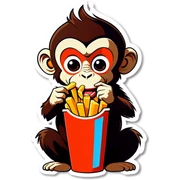 Cute monkey eating french fries sticker