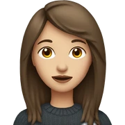 woman with brown hair and side fringe wearing heart jumper sticker