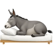 Donkey sleeping in bed sticker