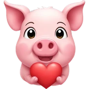 cute pig with a heart sticker