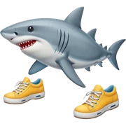 Haz  tiburón con dos zapatos puestos  sticker