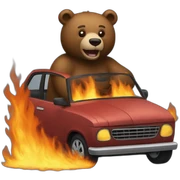BEAR IN BURNING CAR sticker