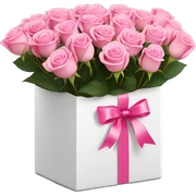 bouquet of pink 15 roses in a white box  sticker