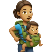 Woman hiking with a baby in carrier sticker