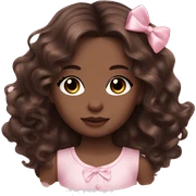 dark brown doll eyes, dark brown wavy hair, feminine, pink, girl, angelic sticker