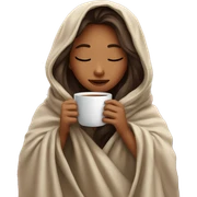 girl inside a blanket sipping coffee eyes closed sticker
