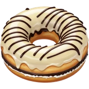 A vanilla frosted donut with WHITE FROSTING and chocolate swirls sticker