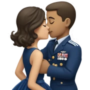 Brunette girl in a dress kissing a blue solider in the navy sticker