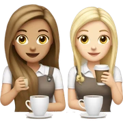 brunette long hair white girl and blonde short white girl having coffee  sticker