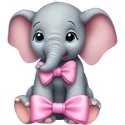 Baby elephant wearing pink bow sticker