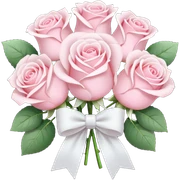 Bouquet of roses in light pink with bow sticker