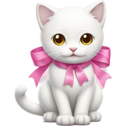 white cat with pink ribbon sticker