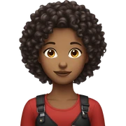 Black, red curly hair, long hair, girl sticker