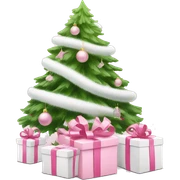 Light pink Christmas gifts under a white Christmas tree  sticker