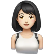 fermer korean girl short black hair sticker