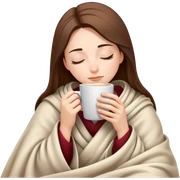 girl inside a blanket sipping coffee eyes closed sticker