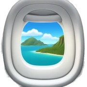 Airplane window with view of island sticker