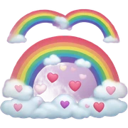 Rainbow with pink hearts at the base of the rainbow sticker