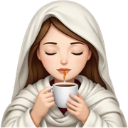 girl inside a blanket sipping coffee eyes closed sticker