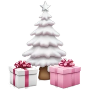 Light pink Christmas gifts under a white Christmas tree  sticker